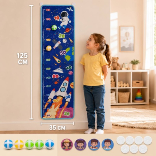 Panou Montessori de Măsurat Înălțimea cu Mingi Velcro