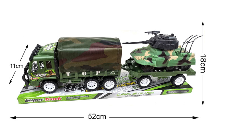 Camion Militar cu Trailer și Tanc, 52cm