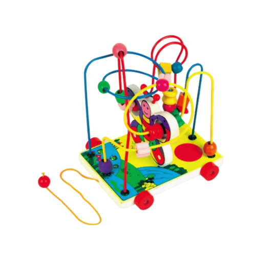 Labirint Montessori din Lemn cu Mărgele Colorate - Fluture