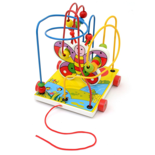 Labirint Montessori din Lemn cu Mărgele Colorate - Fluture