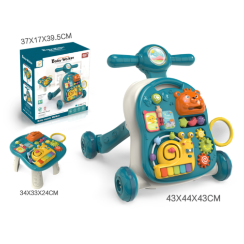 Centru Educativ Verde 3-în-1 pentru Copii - Plimbător, Masă de Joacă și Activități Interactive