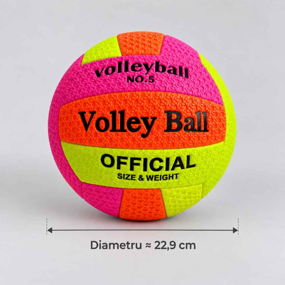 Minge de volei nr. 5 cu diametrul de aproximativ 22,9 cm indicat sub produs