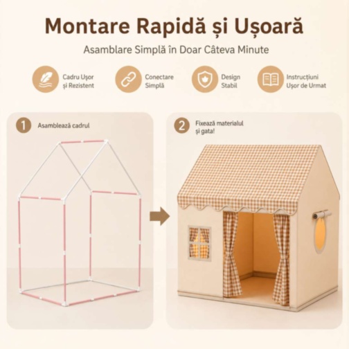 Căsuță Cort Montessori pentru Copii cu Design Cozy