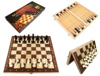 3in1, Dame, Șah și Table, de Lemn, Magnetic