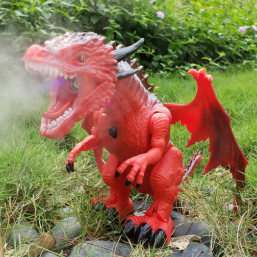 Dragon interactiv cu telecomandă și funcții de fum și sunet