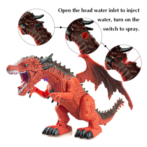 Dragon interactiv cu telecomandă și funcții de fum și sunet