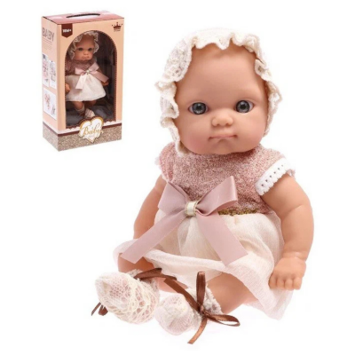 Păpușă Bebeluș Realistă cu Rochiță Elegantă și Bonetă | image