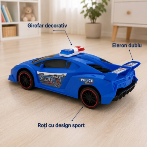 Mașină sport de poliție cu inerție, lungime 36 cm