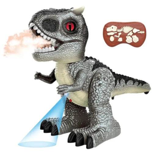 Dinozaur interactiv cu telecomandă, lumină și fum
