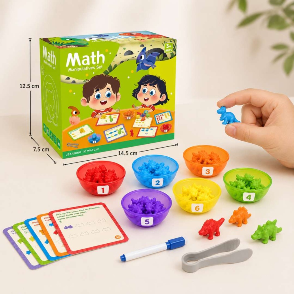 Dimensiune produs joc Montessori cu dinozauri