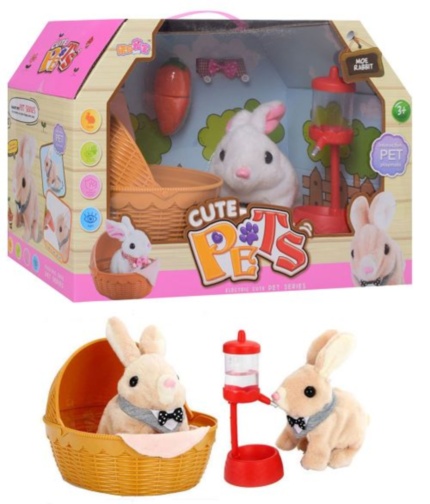 Set Iepuraș Electric Interactiv cu Coșuleț, Morcov și Dozator de Apă
