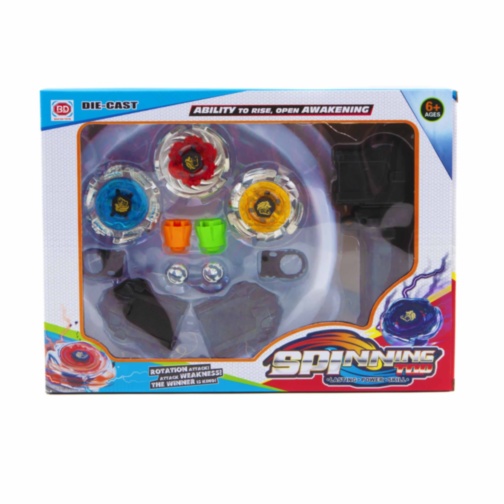 Set BeyBlade: 3 Titirezi, 2 Lansatoare, Mâner și Arena