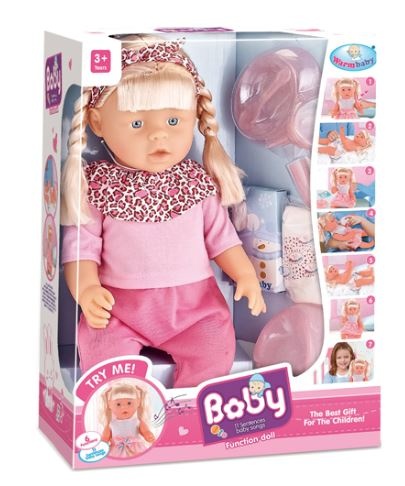 Păpușă Muzicală cu Oliță, Pampers, Biberon, Suzetă și Tacâmuri