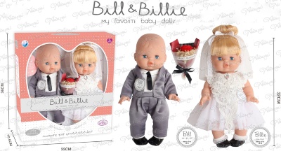 Set Bill și Billie, Mire și Mireasă cu Buchet de Flori | image