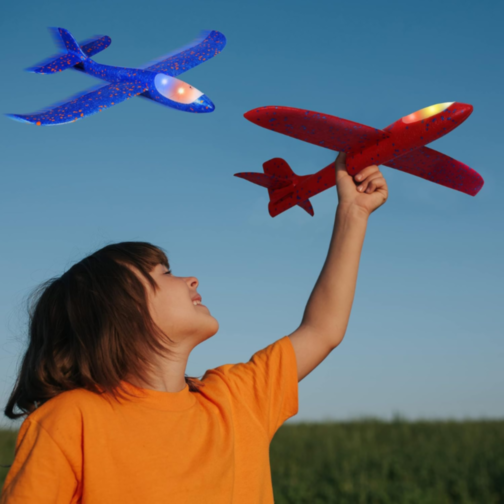 1buc. Avion planor din spumă cu LED-uri 