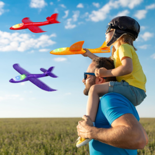 1buc. Avion planor din spumă cu LED-uri 