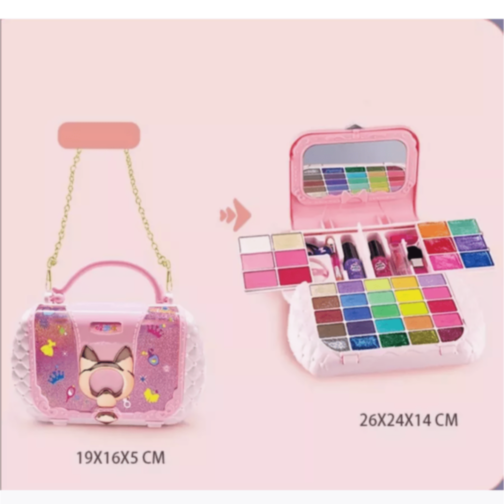 Set Machiaj Copii în Gentuță Roz cu Oglindă 
