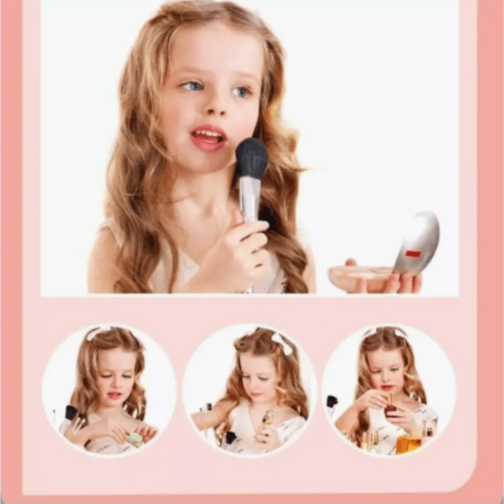 Set Machiaj Copii în Gentuță Roz cu Oglindă 