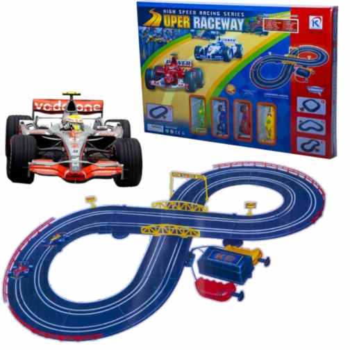 Pista Formula 1 cu 2 Bolizi, 2 Telecomenzi, și 2 Caroserii de Schimb  