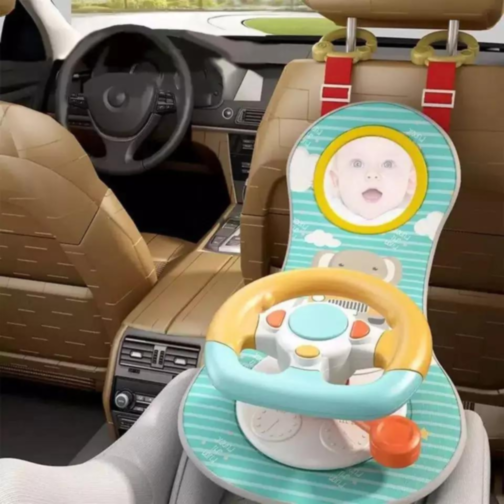 Jucărie volan interactiv pentru mașină – cu sunete și oglindă sigură