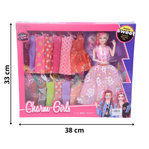 Păpușă Charm Girls cu Rochițe Fashion Set