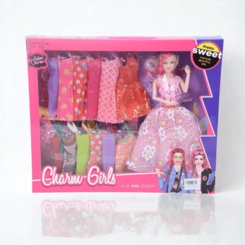 Păpușă Charm Girls cu Rochițe Fashion Set