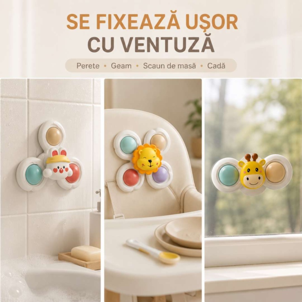 Exemple de fixare cu ventuză pe faianță, scaun de masă și geam
