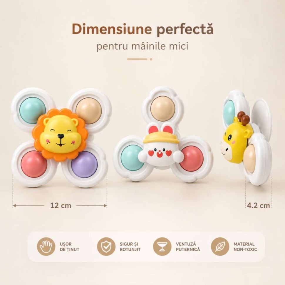 Dimensiuni ilustrate: modelul leu are 12 cm lățime, iar modelul girafă are 4,2 cm adâncime