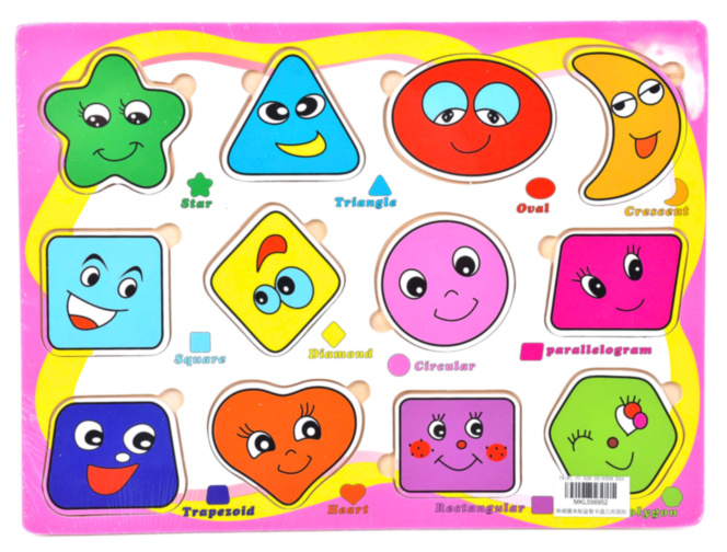 Puzzle Incastru din Lemn cu Figuri Geometrice 