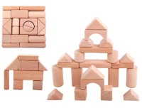Set 22 Cuburi pentru Constructii din Lemn Natural , joc Montessori