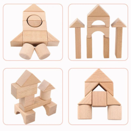 Set Blocuri de Construcție din Lemn - 22 Piese