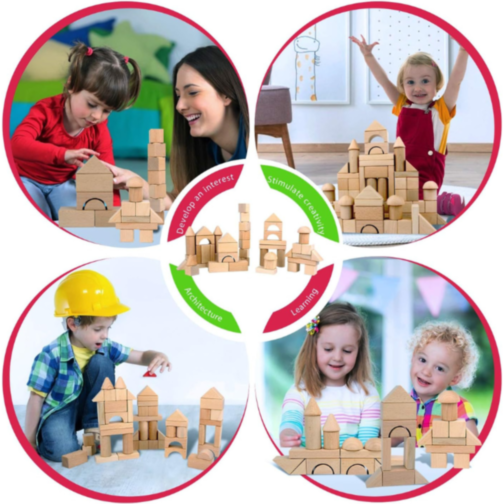 Set Blocuri de Construcție din Lemn - 22 Piese