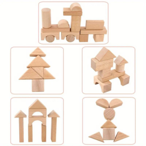 Set Blocuri de Construcție din Lemn - 22 Piese