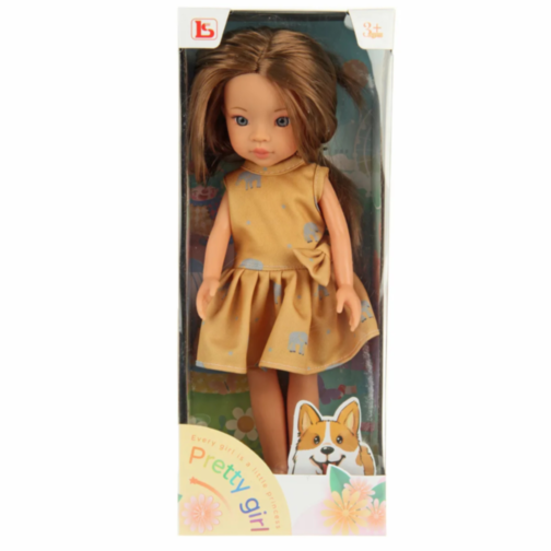 Păpușă Eva cu Rochie Galbenă și Păr Lung – 33 cm