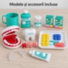 Set dentist turcoaz pentru copii cu păpușă și fotoliu