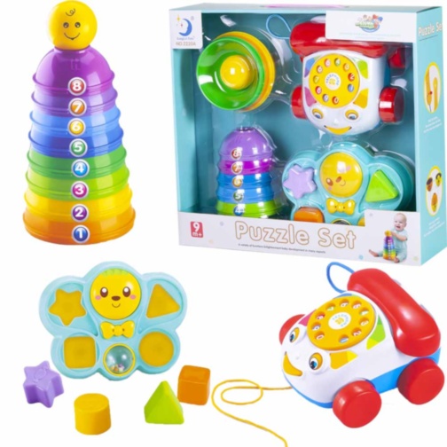 Set Piramida, Telefon și Stivuitor de Forme cu Zornăitoare