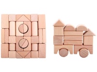 Set 32 Cuburi pentru Constructii din Lemn Natural , joc Montessori