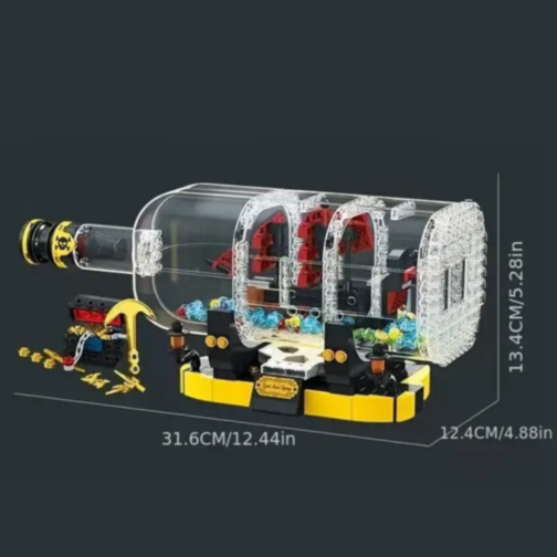 Corabie de Pirați în Sticlă cu LED – Set de Construcție Creativ pentru Copii, 852 piese