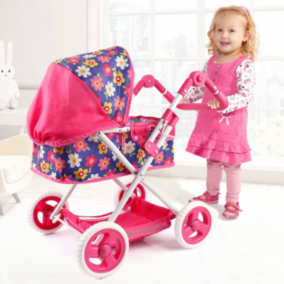 Cărucior de Jucărie pentru Păpuși cu Model Floral | image