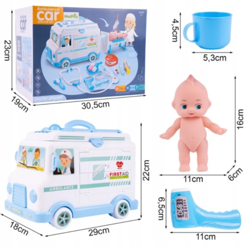 Ambulanță de jucărie cu trusă medicală pentru copii