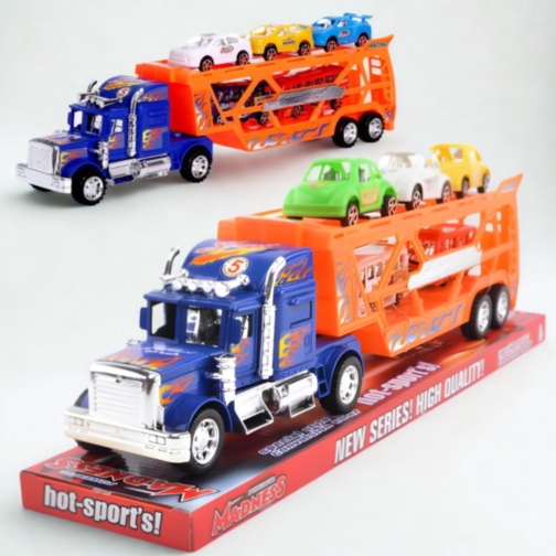 Camion Transportor cu Mașinuțe Racing pentru Copii