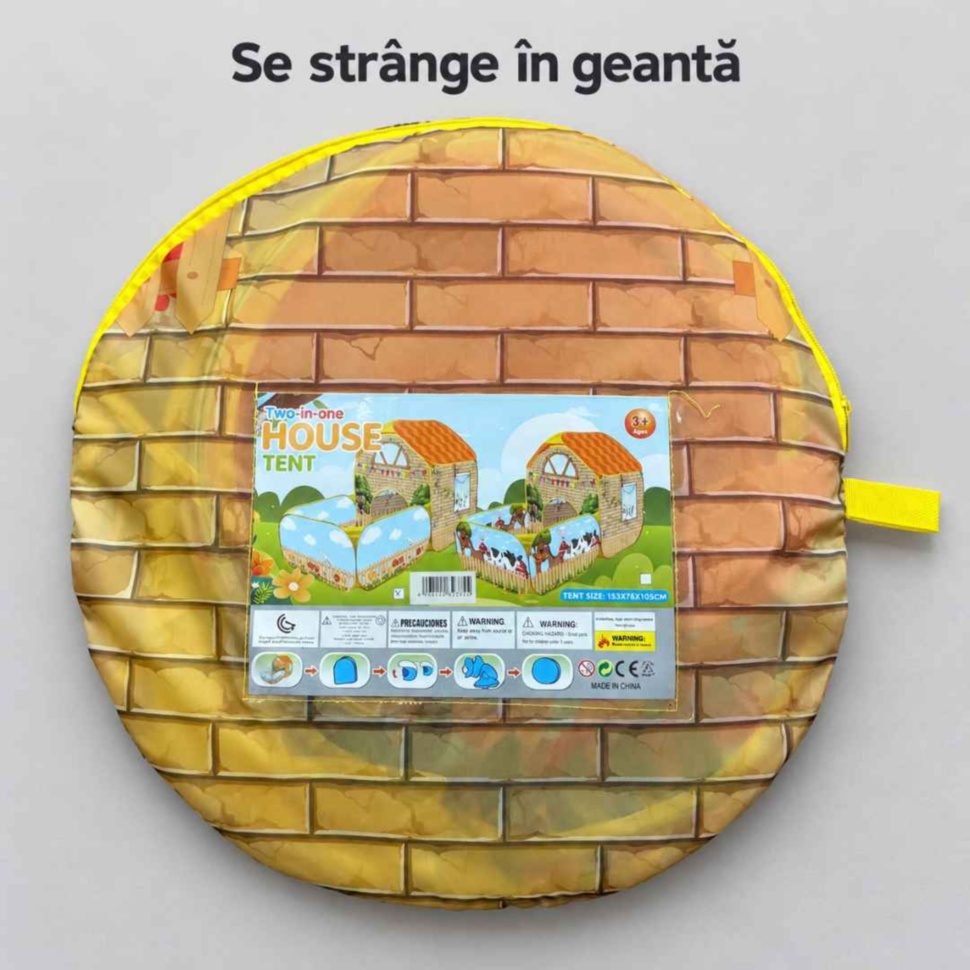 Geanta rotundă inclusă pentru depozitarea și transportul căsuței de joacă pliabile