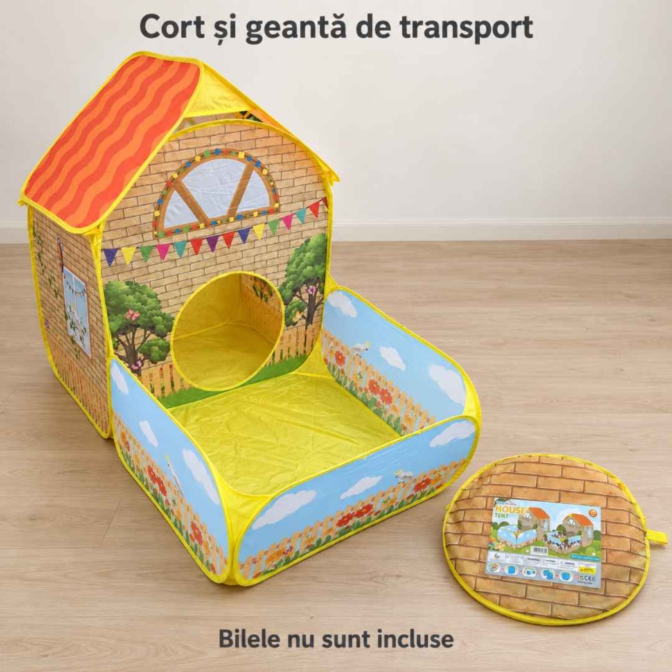 Căsuță cort cu spațiu pentru bile și geantă de transport inclusă; bilele se cumpără separat