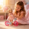 Păpușă cu Bicicletă și Accesorii pentru Fetițe