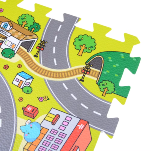 Covoraș Puzzle cu Tematică Orășel – Distracție și Siguranță