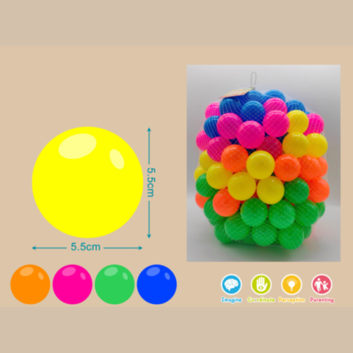 Set 150 de Bile Colorate din Plastic pentru Joacă - 5.5 cm