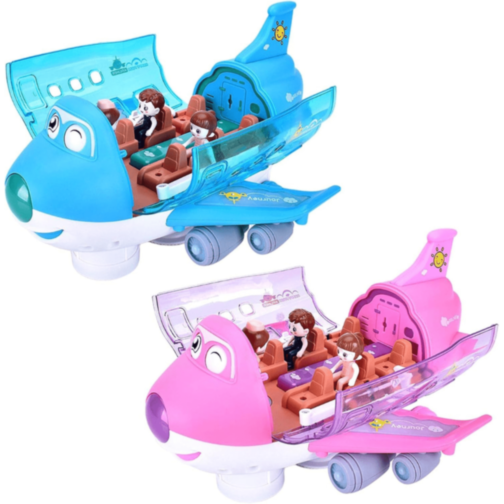 Avion Interactiv cu Lumină, Muzică și 3 Omuleți (culoare aleatorie)