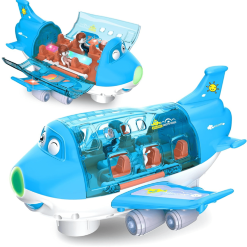 Avion Interactiv cu Lumină, Muzică și 3 Omuleți (culoare aleatorie)