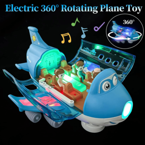 Avion Interactiv cu Lumină, Muzică și 3 Omuleți (culoare aleatorie)