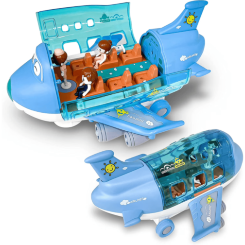 Avion Interactiv cu Lumină, Muzică și 3 Omuleți (culoare aleatorie)
